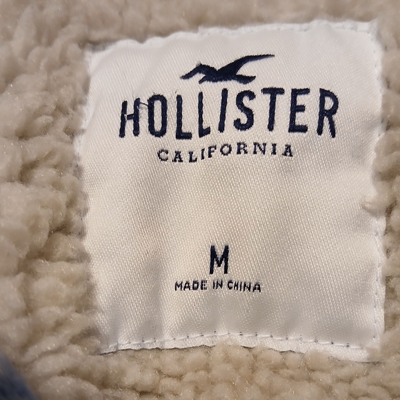Hollister Faux Shearling Lined Denim Trucker Jacket Women's Medium - Picture 2 of 10
